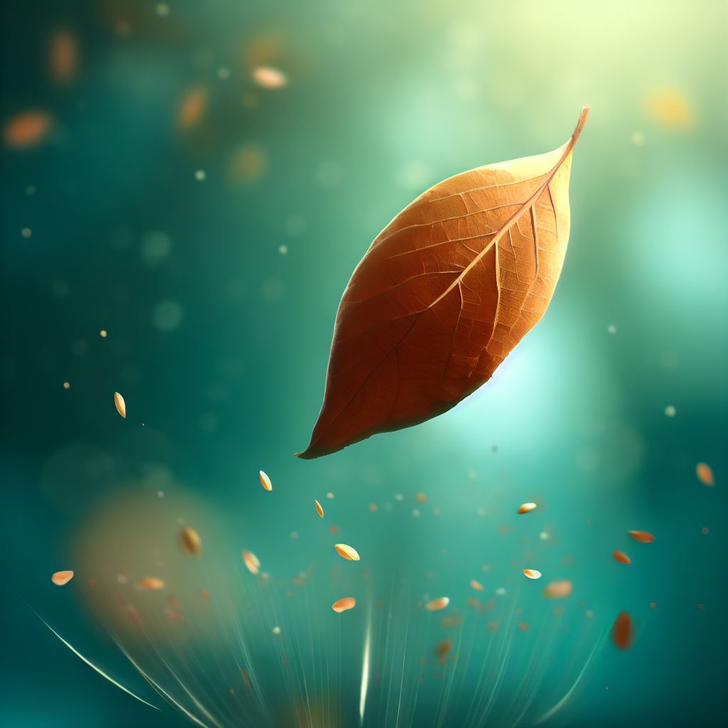 the gravity force, a leaf falling