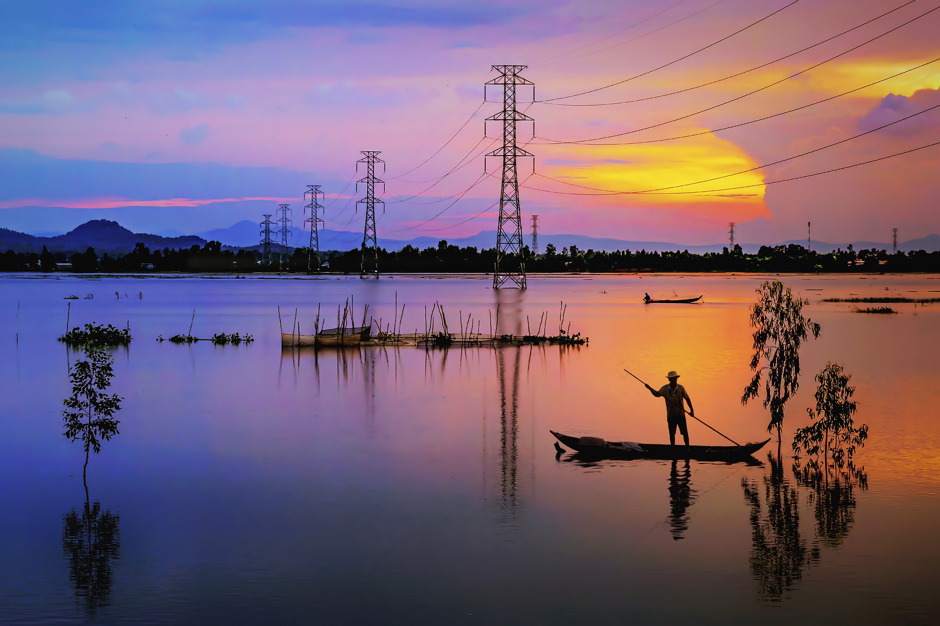 Lake sunset energy