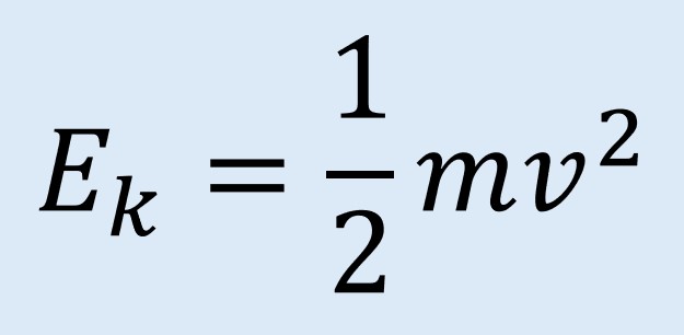 Ecuación de energía cinética. e igual a un medio masa por la velocidad al cuadrado