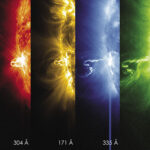 On February 24, 2014, NASA’s Solar Dynamics Observatory (SDO) captured an X-class solar flare in different wavelengths of light, including ultraviolet (UV). One of the SDO’s instruments is the Extreme Ultraviolet Variability Experiment (EVE), tasked with measuring extreme UV radiation, which plays a key role in atmospheric heating and satellite drag.