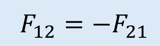 Ecuación que muestra la relación entre dos fuerzas de igual magnitud pero opuestas según lo establece la tercera ley de Newton.