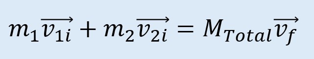 el momento inicial es igual a la masa total por velocidad final del sistema