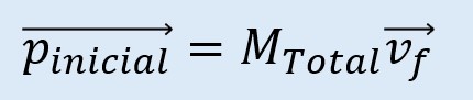 El momento inicial del sistema es igual a la masa total multiplicado por la velocidad final de ambos objetos