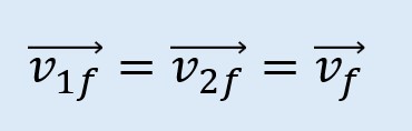 velocidades finales de ambos objetos se igualan donde la velocidad final del objeto 1 es igual a la velocidad final del objeto 2 y es igual a la velocidad final del sistema