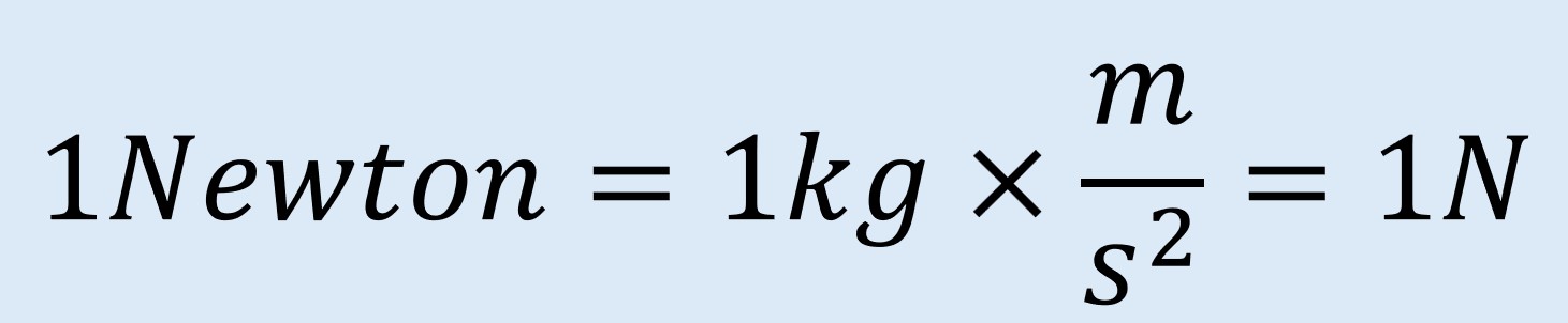 1 Newton es igual a 1 kilogramo multiplicado por metro y dividido entre segundos al cuadrado y se expresa como un N.