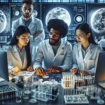 Investigación lunar, imagen creada por Copilot.