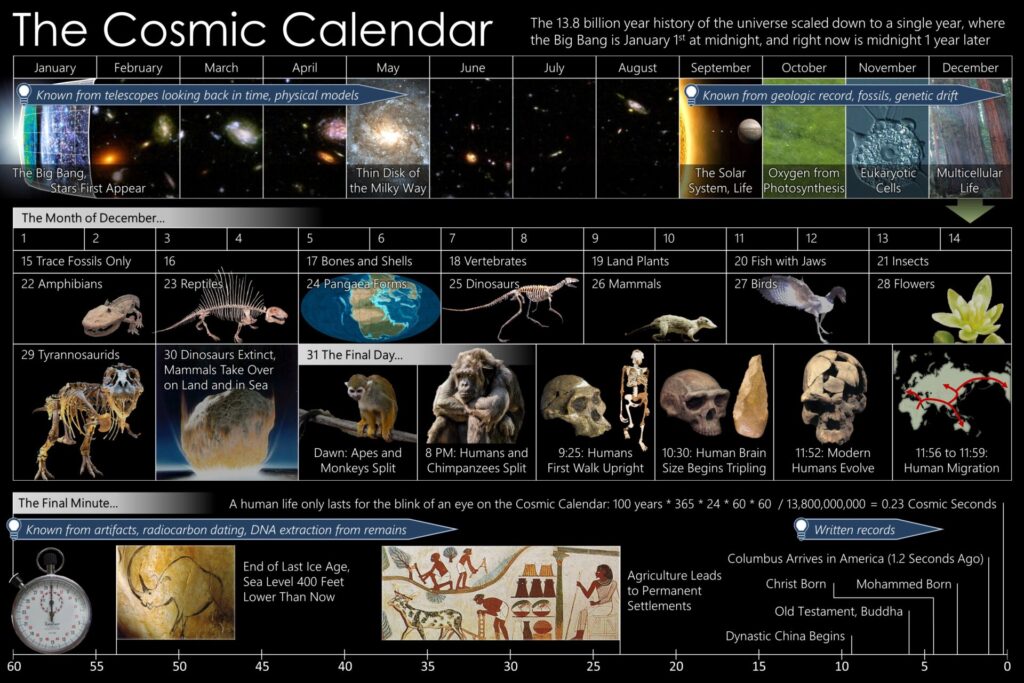 Calendario cósmico popularizado por Carl Sagan