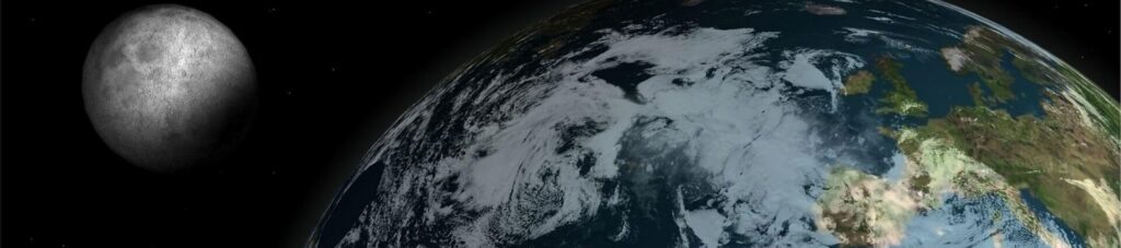 Un satélite en movimiento de traslación o en órbita alrededor de un planeta.