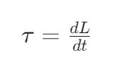 Ecuación de torque igual al cambio del momento angular sobre el tiempo.