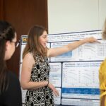 Presentando un poster de investigación.