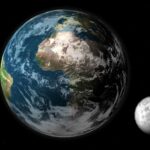 La tierra y la luna en movimiento de rotación y traslación. La ocultación ocurre cuando la luna ya no es visible para un observador en la tierra, es decir, la luna se encuentra en ocultación.