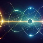 Vibrant and dynamic abstract light trails with circular patterns on a dark backdrop.