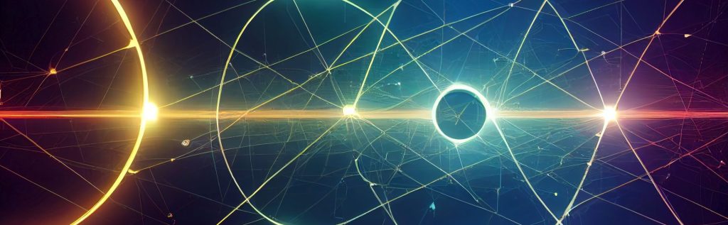 Vibrant and dynamic abstract light trails with circular patterns on a dark backdrop.
