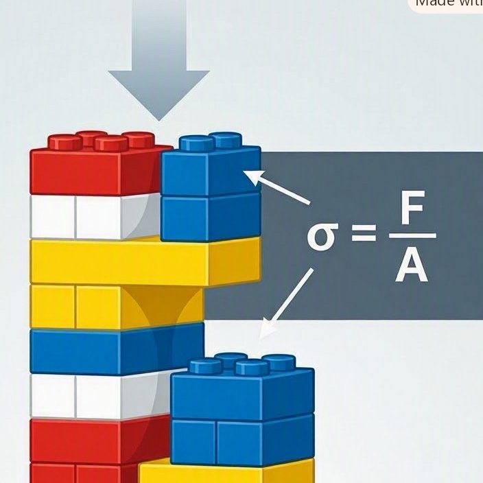 Ecuación de tensión de compresión para un bloque de LEGO.