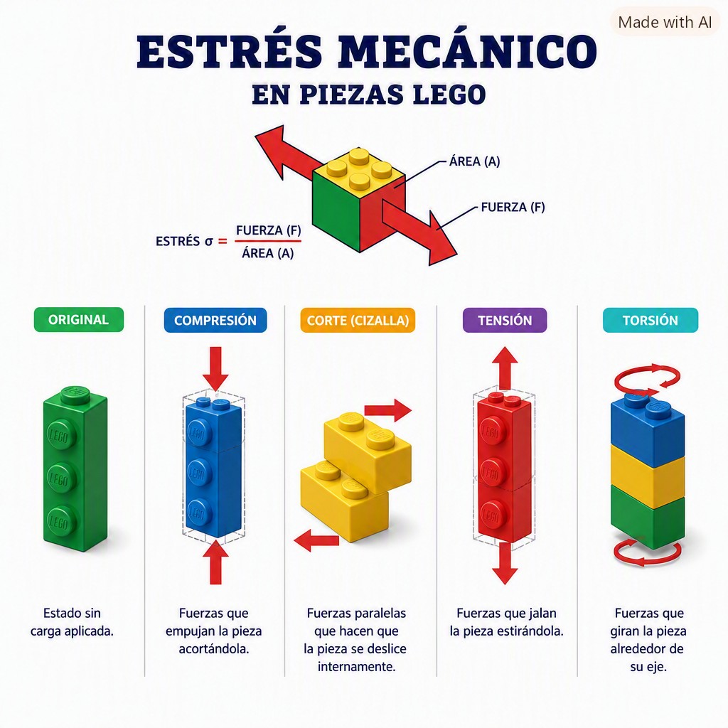 Estrés mecánico para un bloque de LEGO
